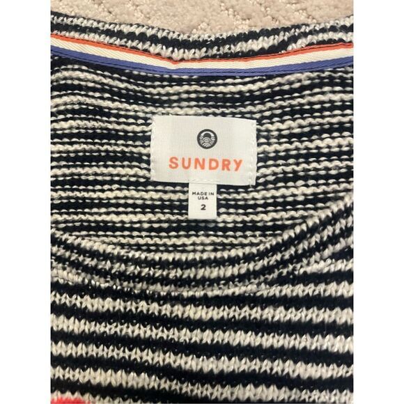 Sundry Anthropologie Coastal Nautical Striped LOCALS ONLY Embroidered Sweater - Picture 3 of 6